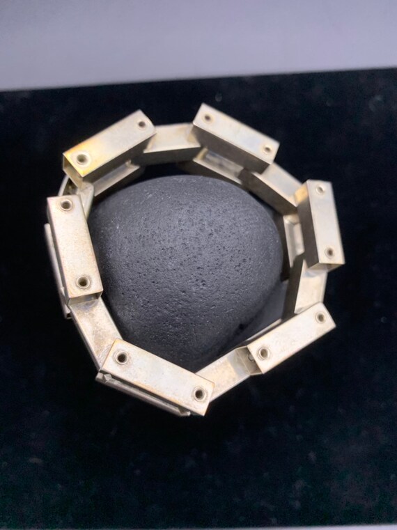 Well made sterling silver rectangular link bracel… - image 2