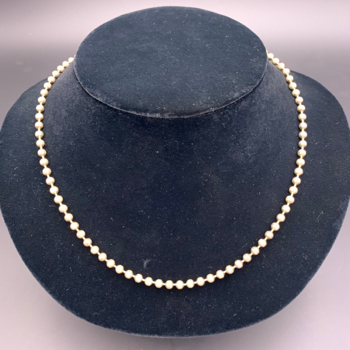 Vintage 4 mm bead link sterling chain necklace, 18 1/4 inch 925 dog tag