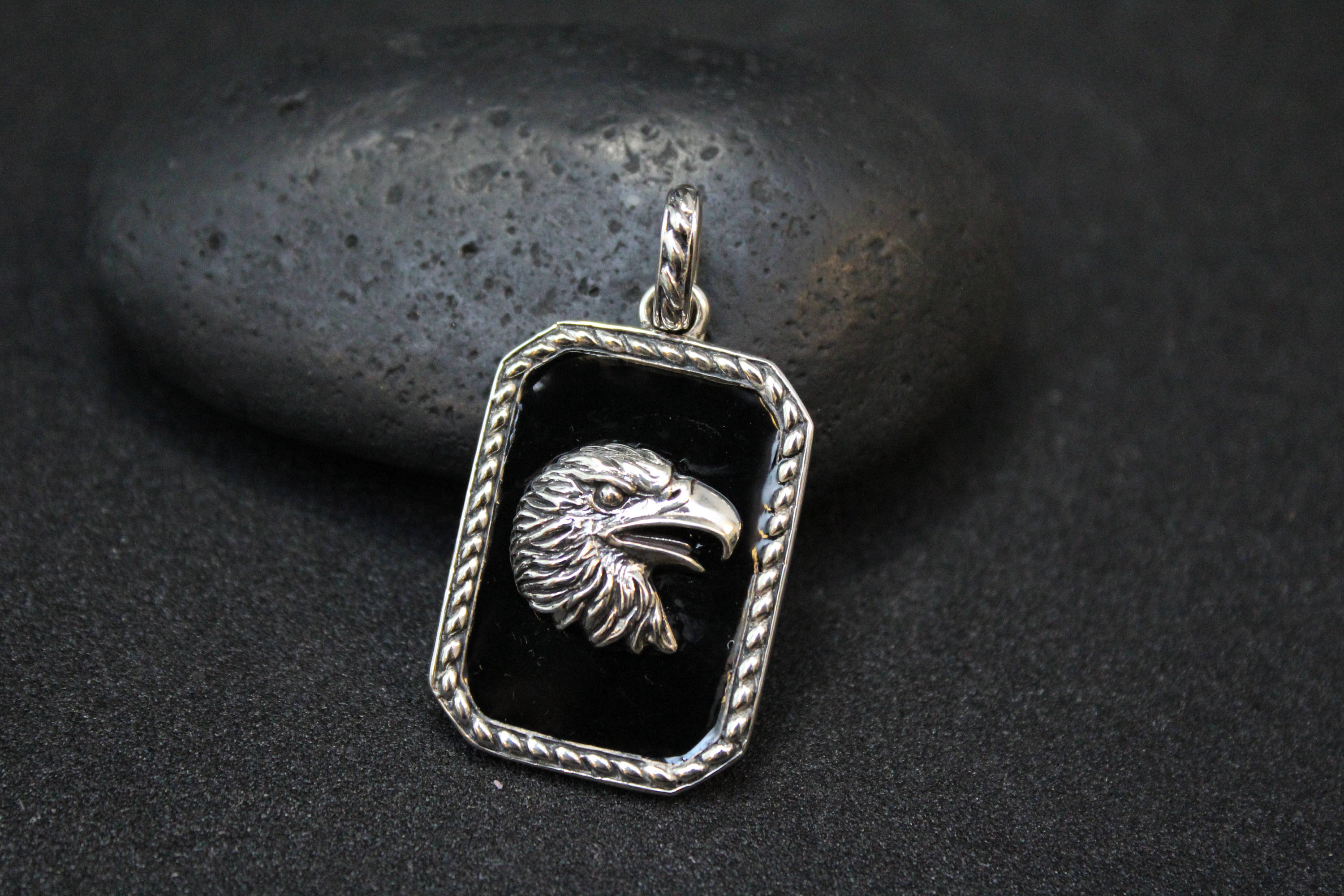 Sterling Silver and Enamel Eagle Dog Tag Pendant, Sterling Eagle ...