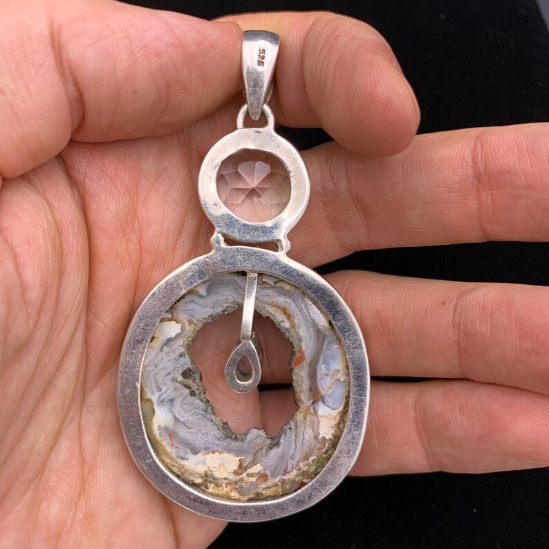 Large Large Statement Gemstone Pendant 925 Gemstone Pendant Purple And Blue Pendant Sterling Silver Pennant Gemstone Pendant