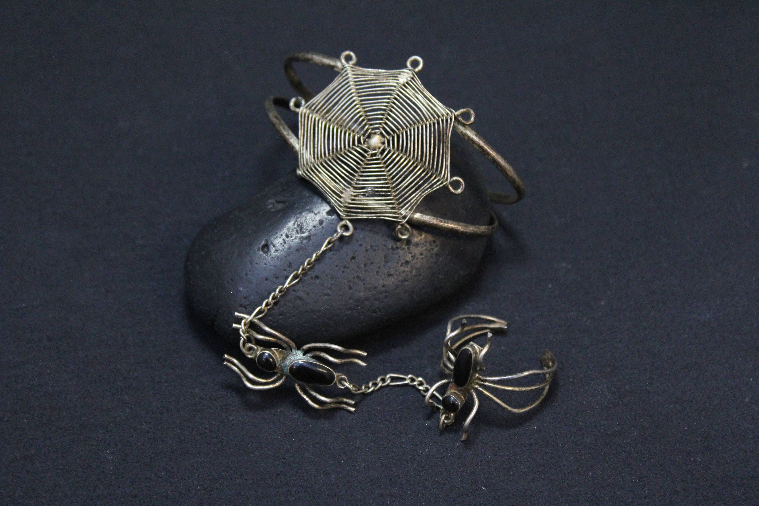black gothic floral lace bracelet - large slave bracelet - black lace ring  gothic vintage - fabric jewelry gift