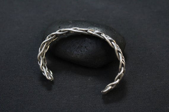 Sterling Silver Unisex Cuff Bracelet, Men's Sterl… - image 3