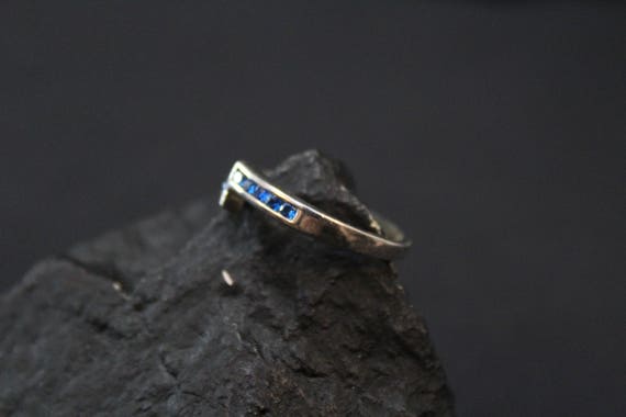 Modern Channel Set Sterling Silver Blue Gemstone … - image 3