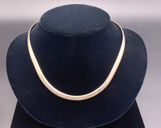 Sterling Silver Bib Necklace, Sterling flat wire bib necklace for women, Ladies sterling fixed bib necklace