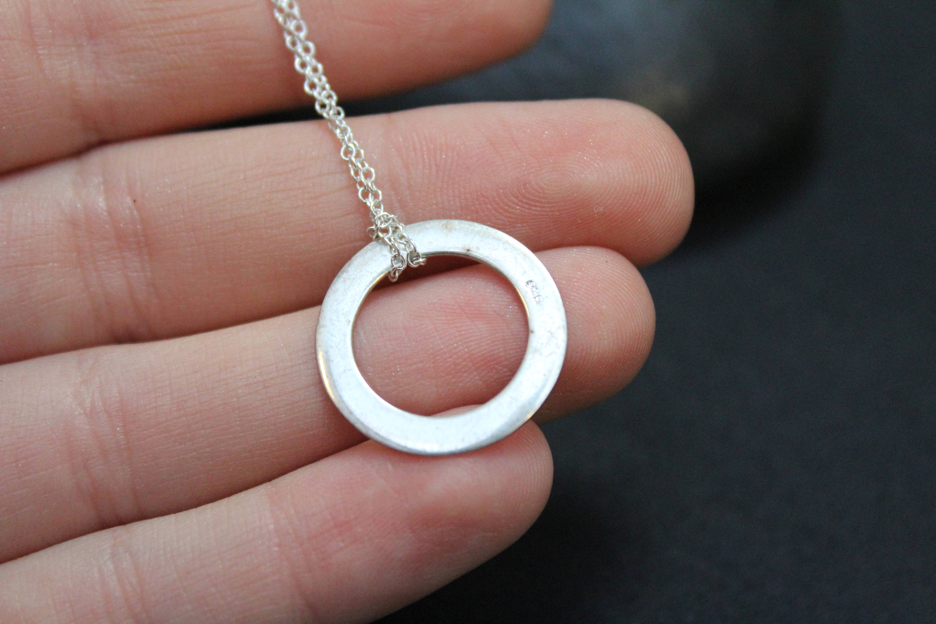 Sterling Silver Go Green Circle Necklace, Go Green Pendant, Environmental Awareness Jewelry