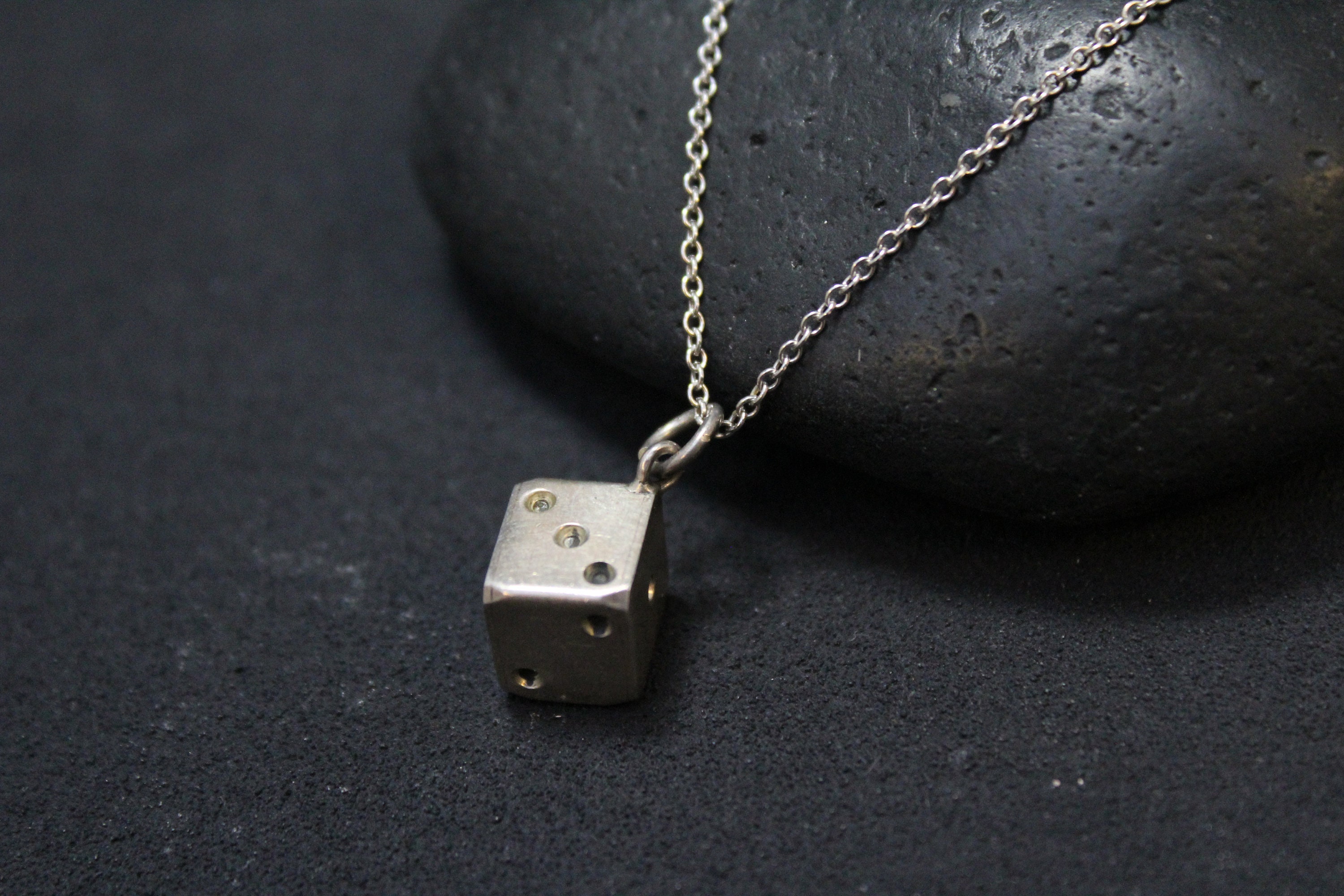 Sterling Silver Taxco Dice Necklace, Sterling Dice, Dice Jewelry