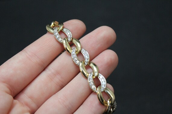 Sterling Silver Yellow Gold Overlay CZ Curb Link … - image 4