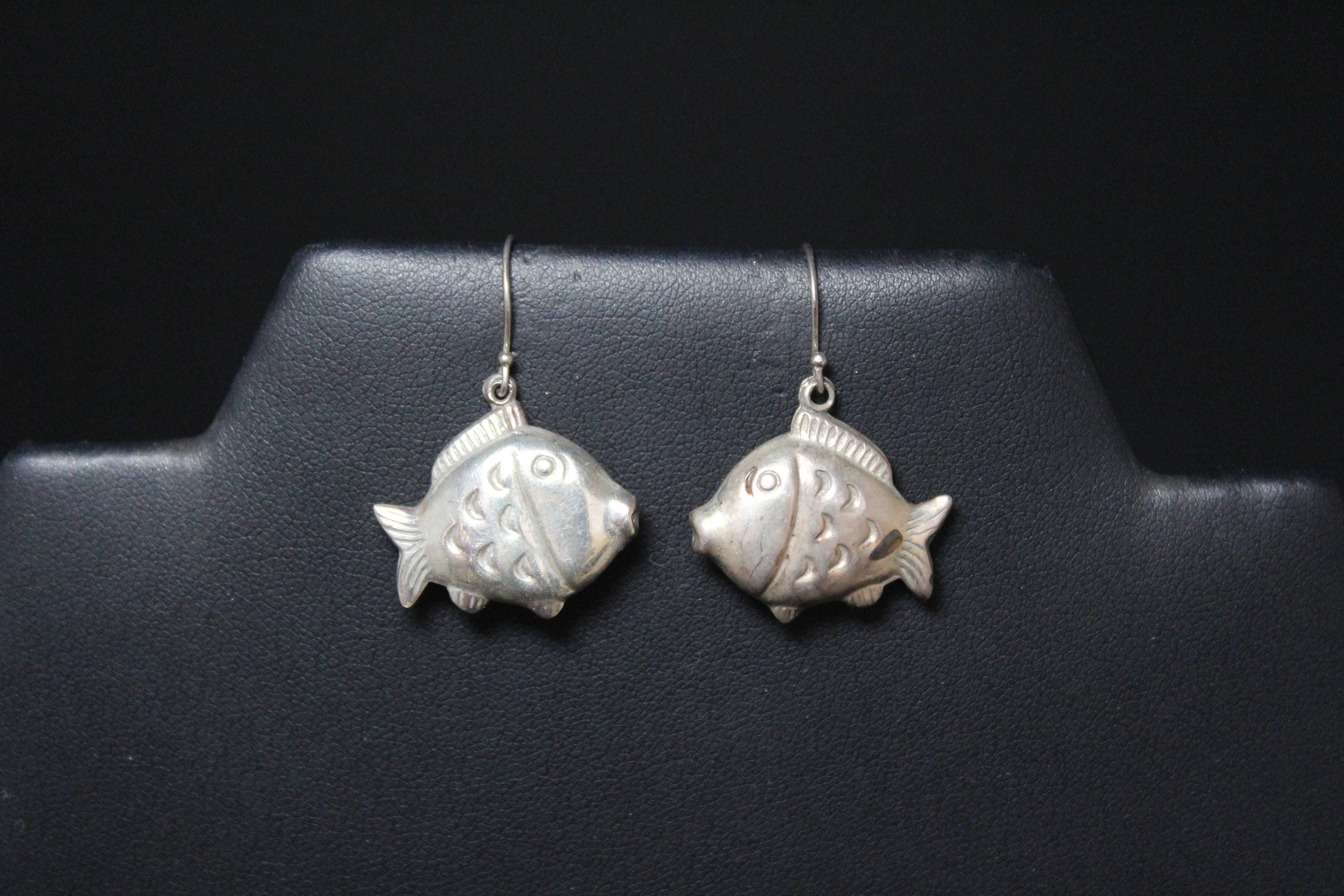 Sterling Silver Fish Dangle Earrings, Sterling Fish Earrings, Animal ...