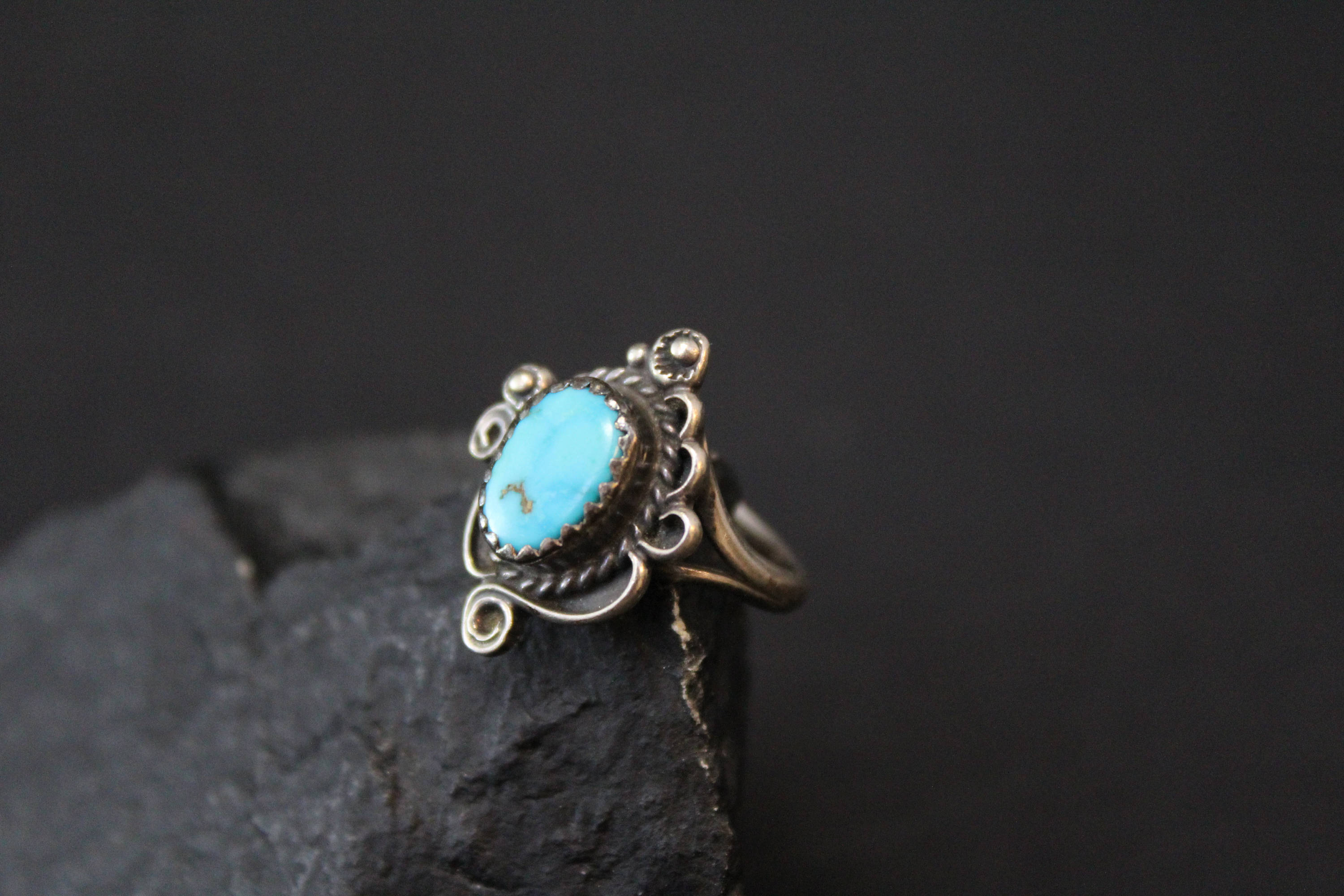 Sterling Silver Signed Turquoise Ring, Native American Turquoise Ring