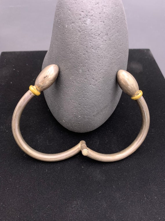 Two Tone Hinged Bangle Bracelet With Sterling Sil… - image 8