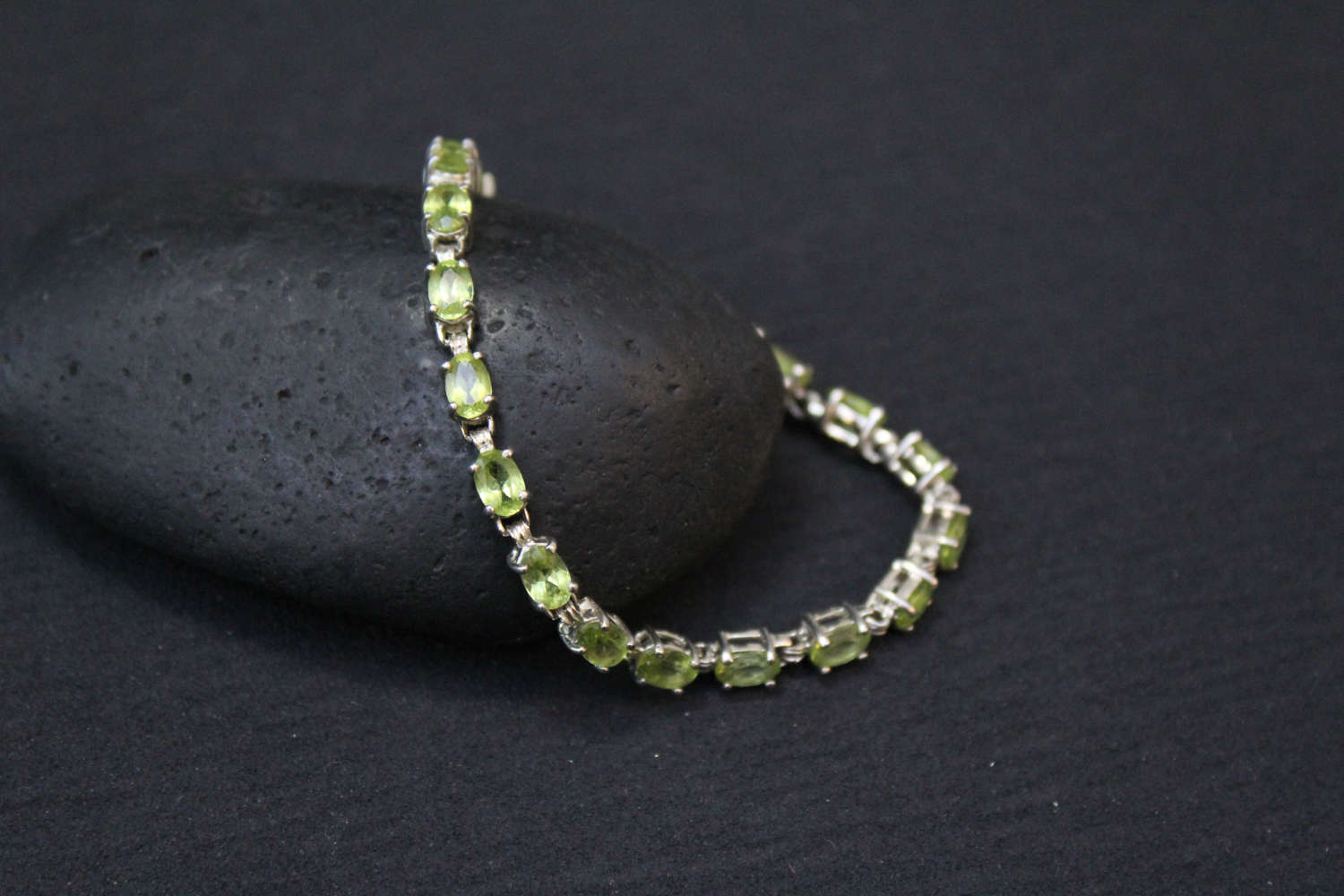 Sterling Silver Peridot Tennis Bracelet, Sterling Gemstone Tennis
