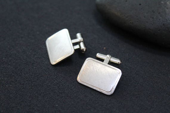 Sterling Silver Modern Textured Cuff Links, Simpl… - image 1