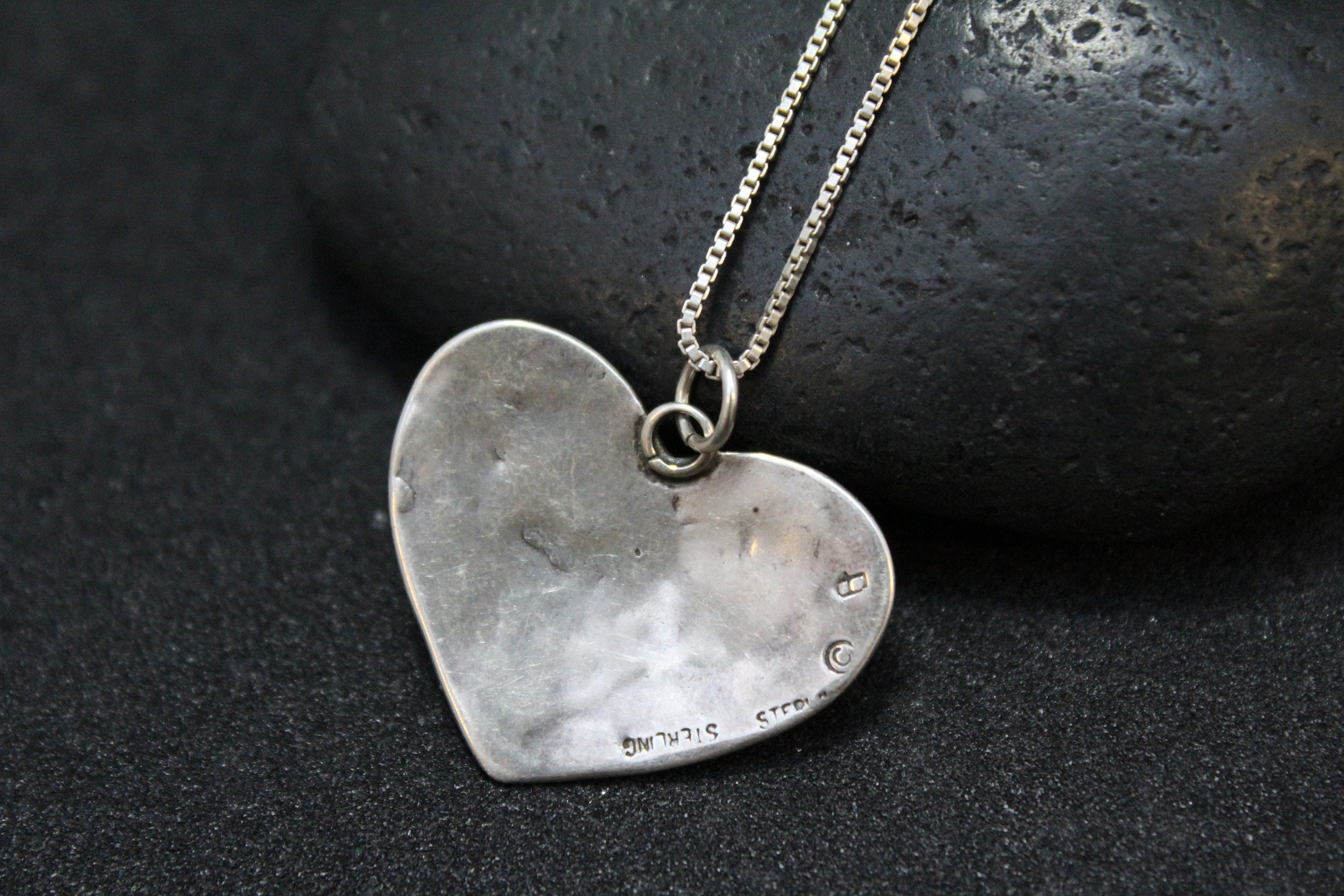 Sterling Silver Stamped Black Star Sapphire Heart Necklace, Western ...