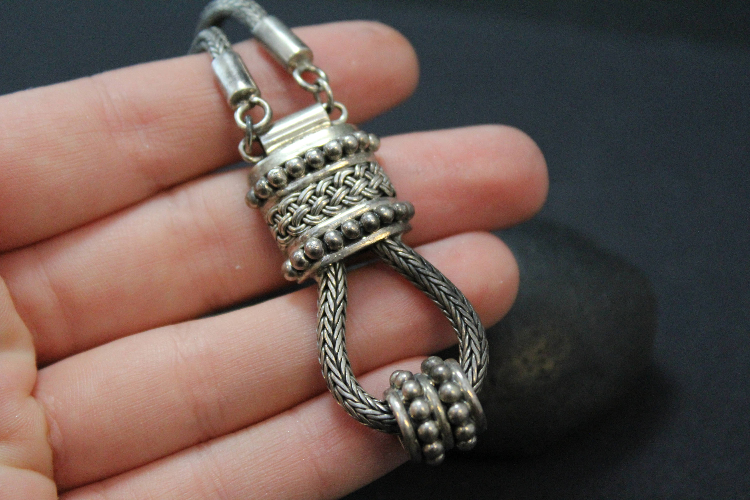 Sterling Silver Balinese Statement Necklace, Sterling Silver Boho