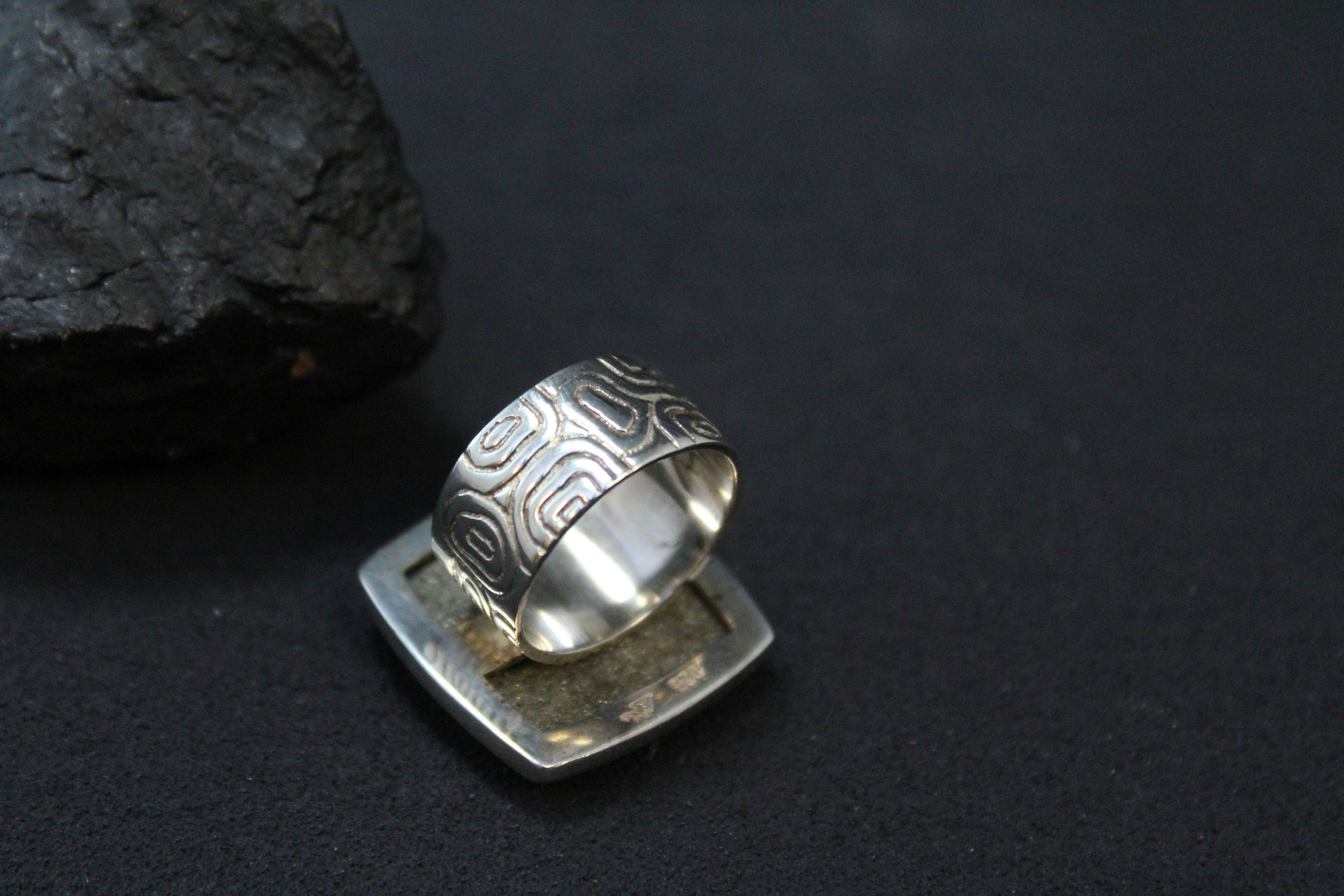Sterling Silver Carved Gemstone Ring, Sterling Silver Zen Jewelry, Zen