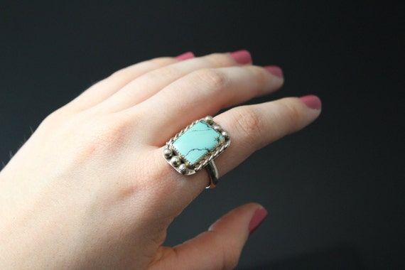 Sterling Silver and Faux Turquoise Southwestern R… - image 4