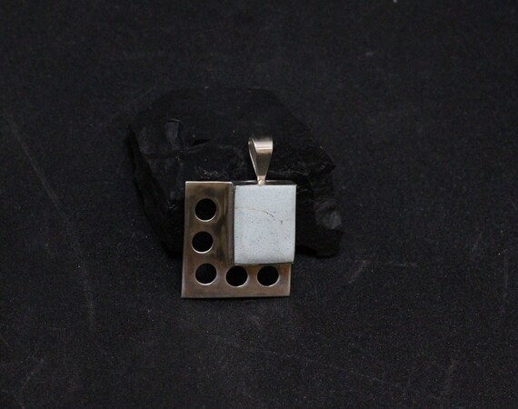 Geometric Sterling Pendant With Circle Cutouts an… - image 2