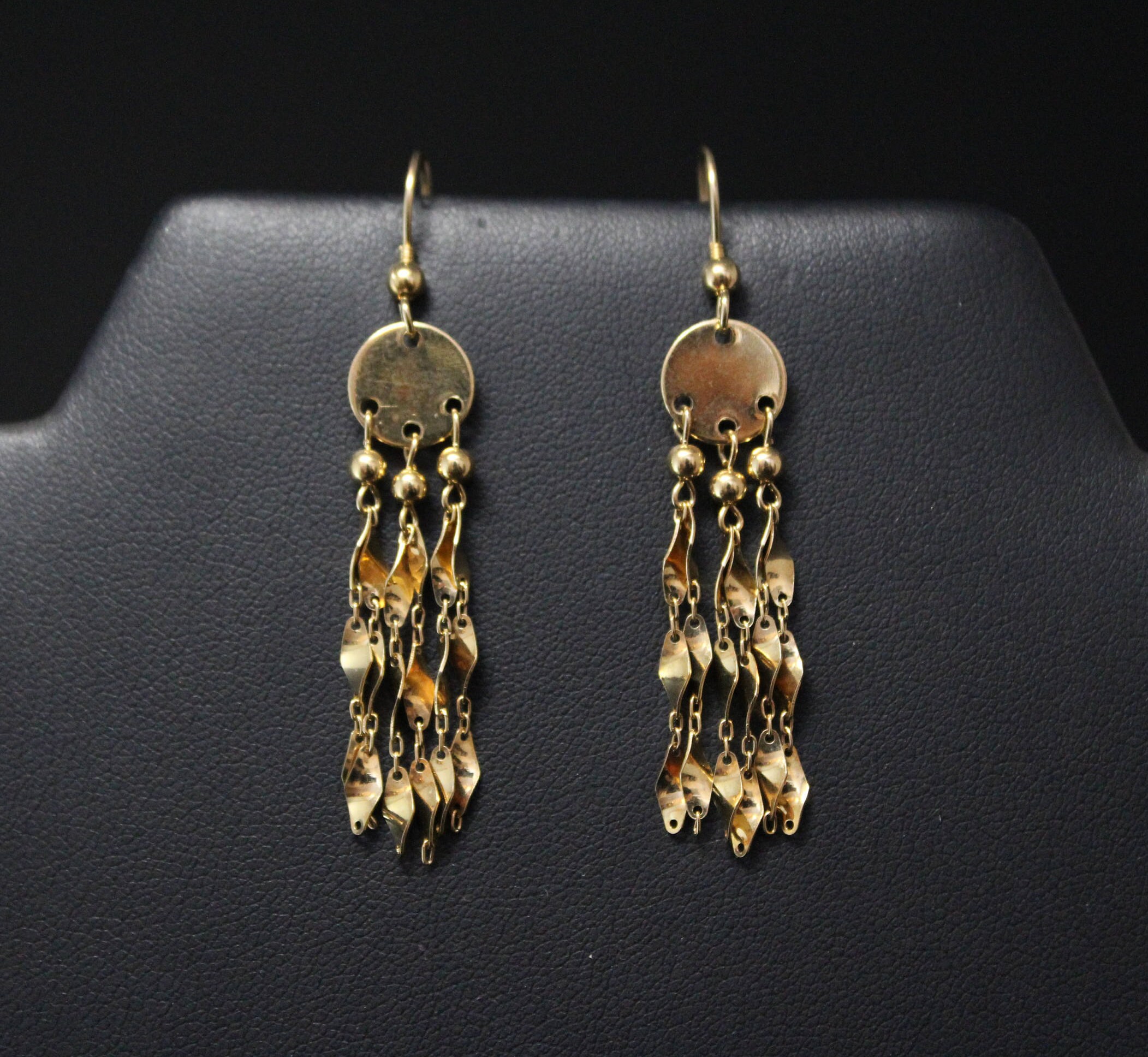 Gold Over Sterling Silver Mirror Finish Chandelier Earrings Gold Over Sterling Silver Mirror Finish Chandelier Earrings Dangle Fringe