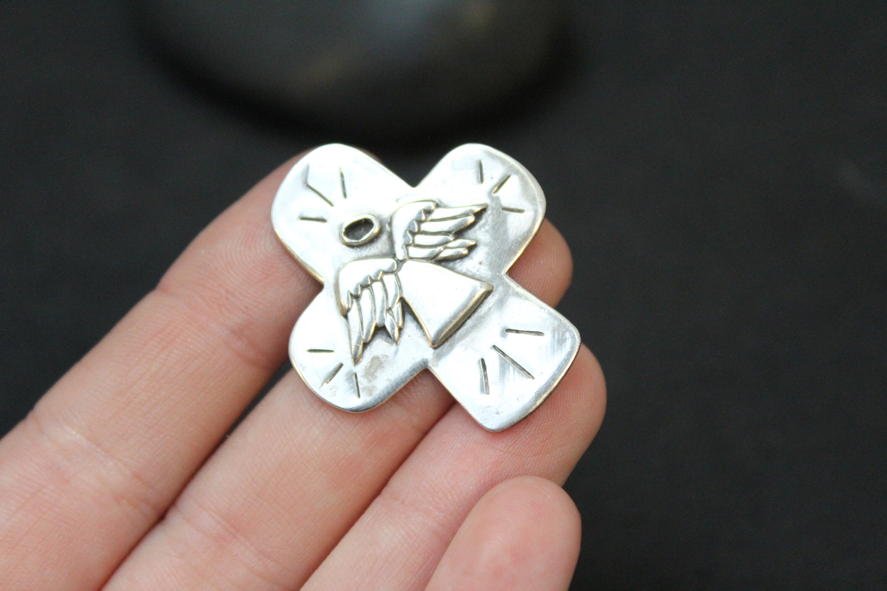 Sterling Silver CCH Angels Shall Guard Thee Cross Pocket Token