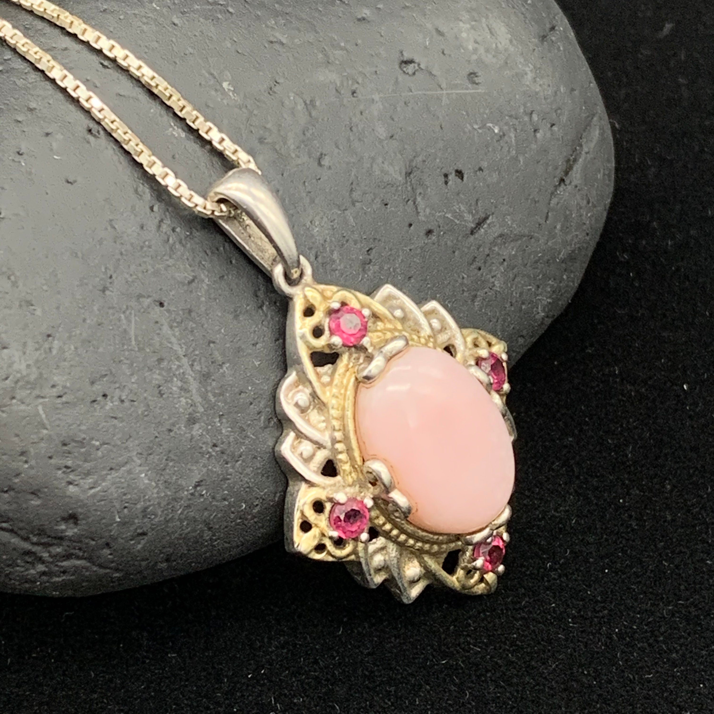 Sterling Silver Pink Gemstone Necklace