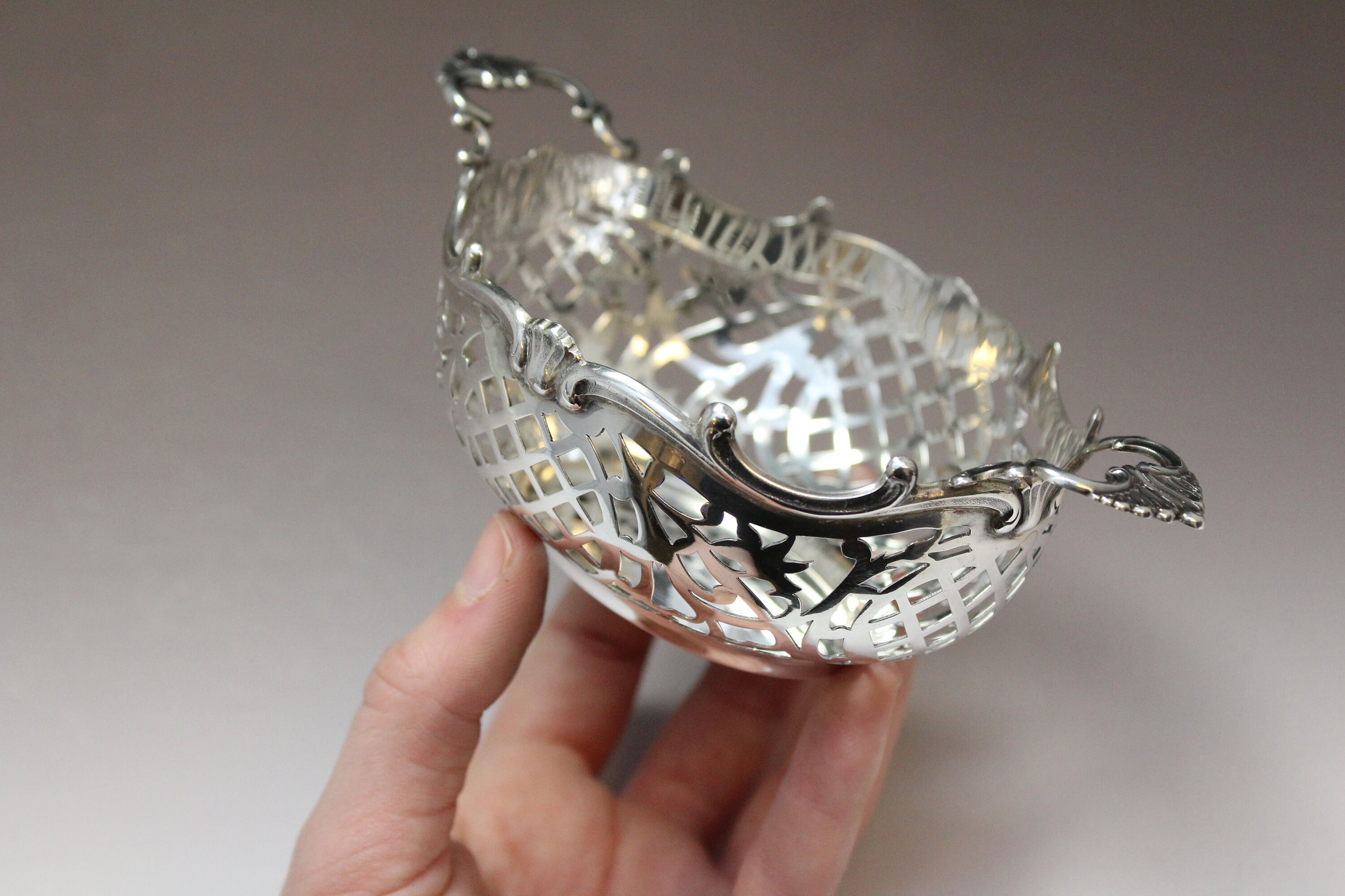 Pierced Sterling Silver Oval Bowl, Oval Sterling Silver