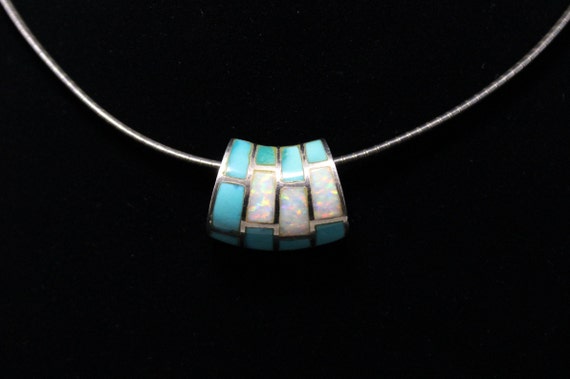 Sterling Silver Abstract Geometric Opal and Turqu… - image 8