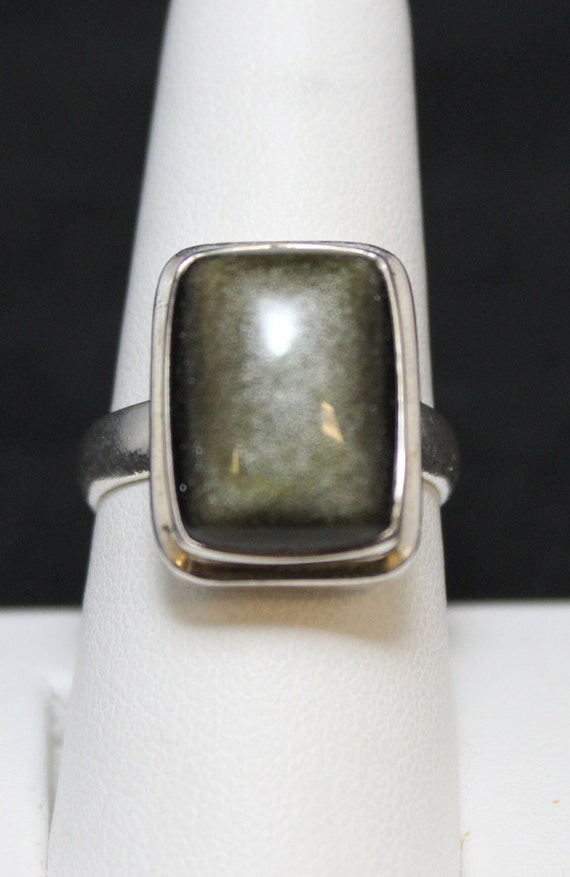 Sterling Silver Sparkling Black Gemstone Ring - image 2