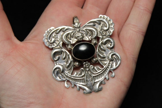 Sterling Silver Vintage TAXCO Art Nouveau Style O… - image 7