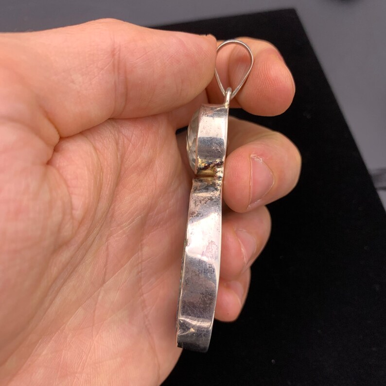 Large Large Statement Gemstone Pendant 925 Gemstone Pendant Purple And Blue Pendant Sterling Silver Pennant Gemstone Pendant