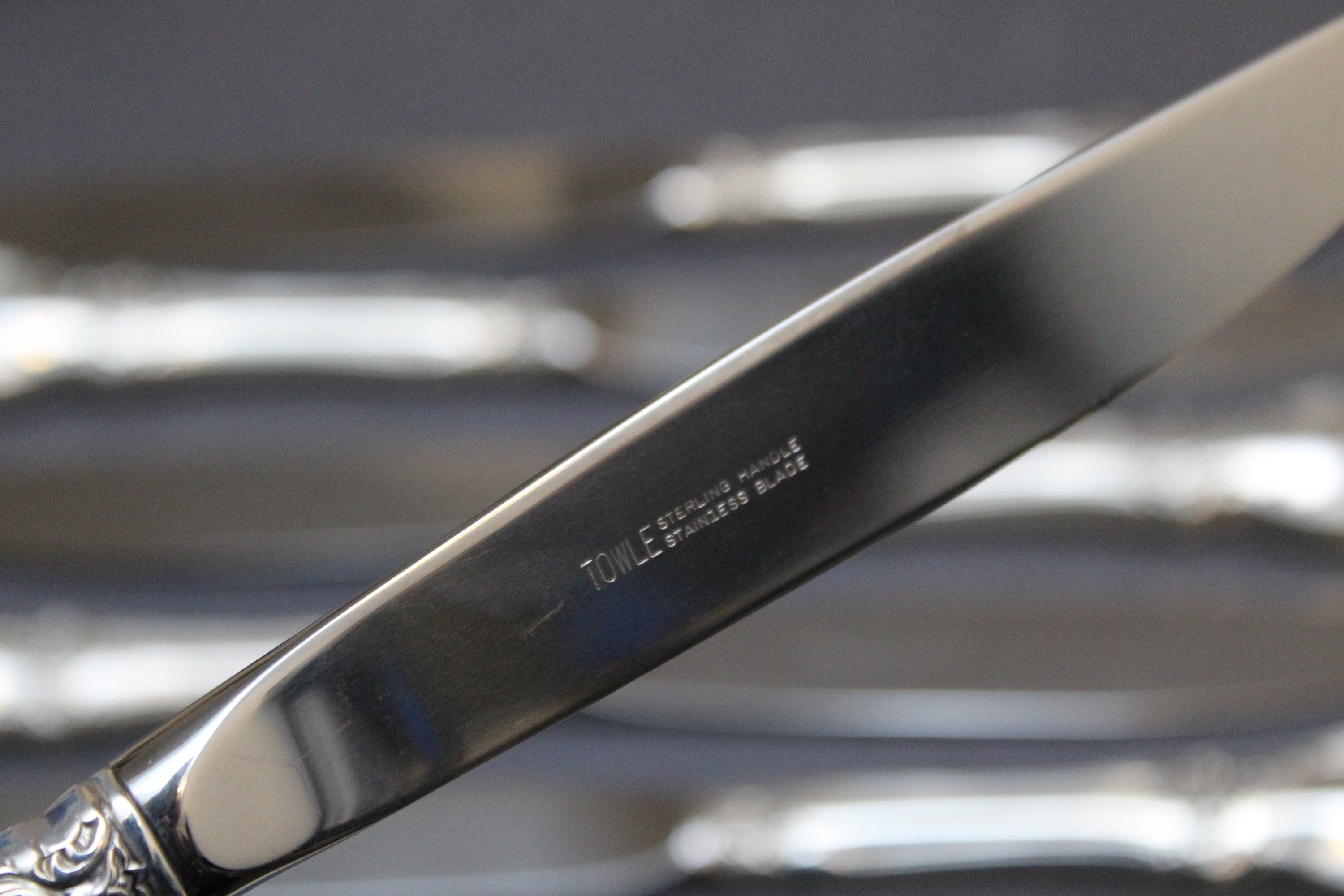 Sterling Silver Set of 7 Old Master Dinner Knives, Old Master Hollow