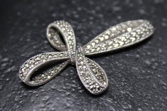 Sterling Silver Marcasite Cross Pendant, Marcasit… - image 5