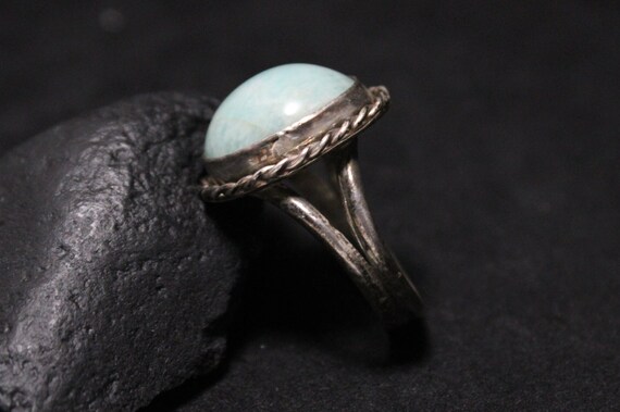 Sterling Silver Amazonite Boho Ring With Rope Bor… - image 4