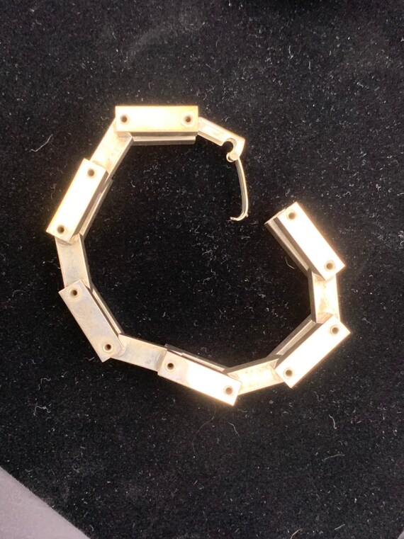 Well made sterling silver rectangular link bracel… - image 6