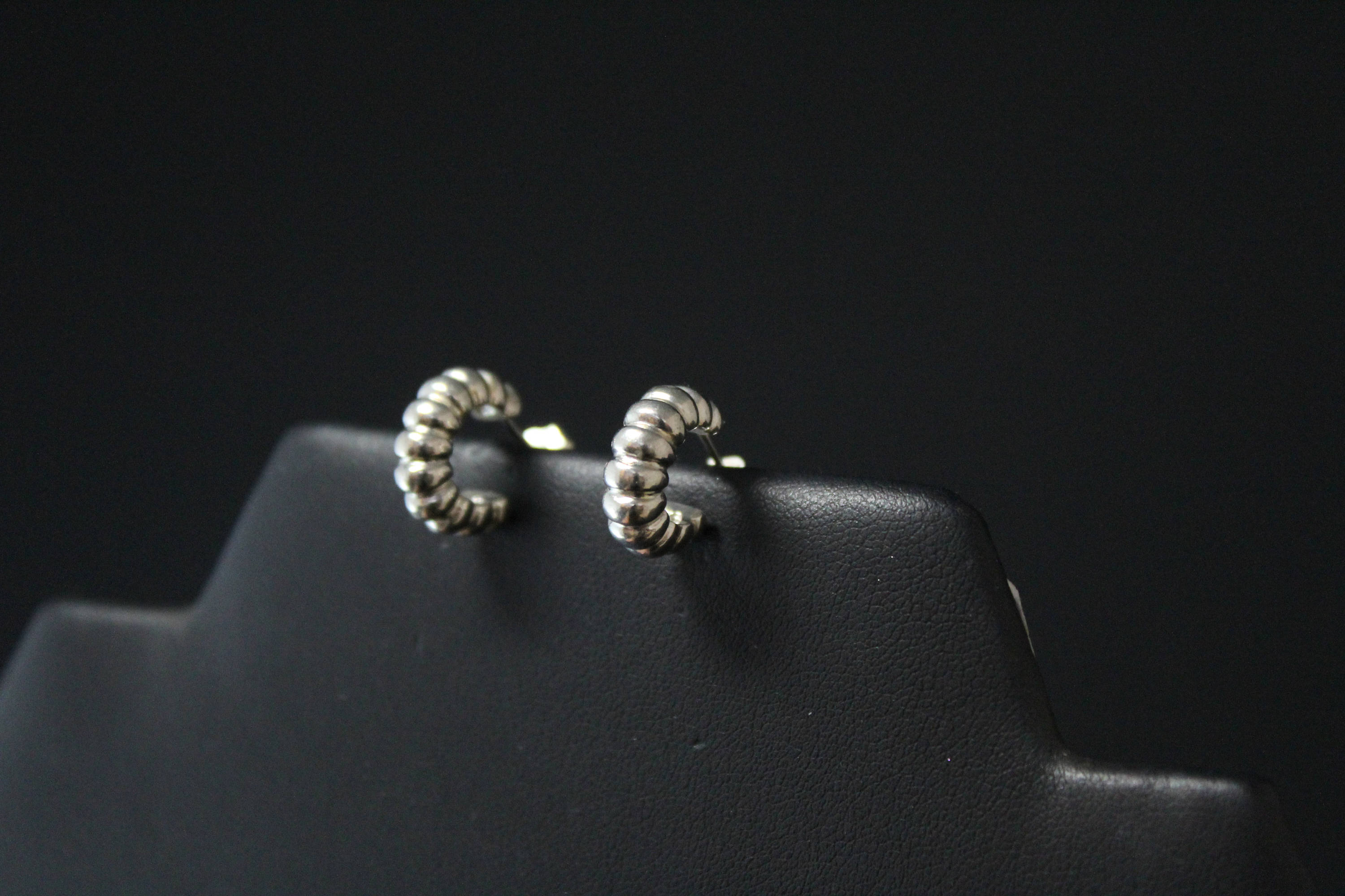 Sterling Silver Ribbed Hoop Earrings, Half Hoop Earrings, Sterling Half ...