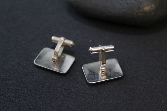 Sterling Silver Modern Textured Cuff Links, Simpl… - image 3