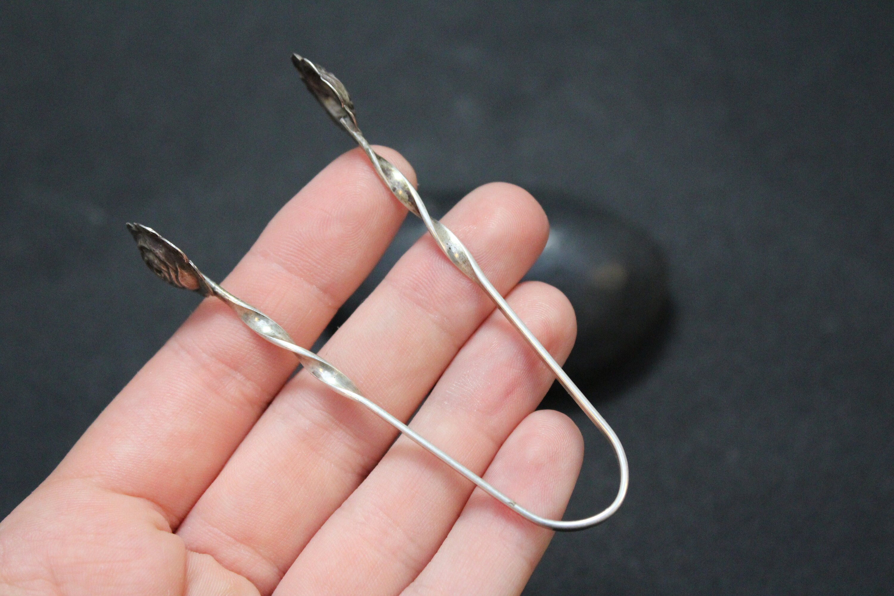 Sterling Silver Raimond ROSE FLORAL Bon Bon Sugar Tongs, Floral Sugar