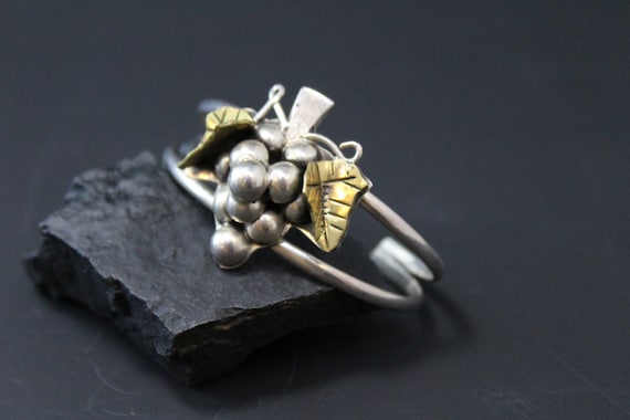 Vintage Sterling Silver and Brass TAXCO Grape Clu… - image 1