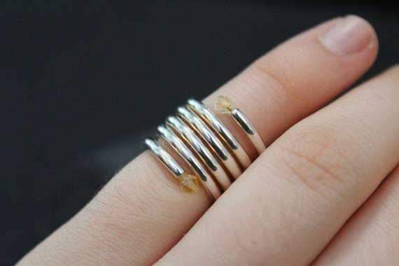 Sterling Silver Beaded Spiral Ring, Sterling Spir… - image 2