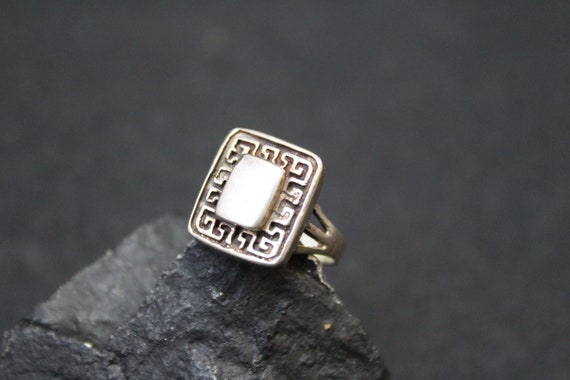 Sterling Silver Greek Kay Blank Monogram Ring, St… - image 1