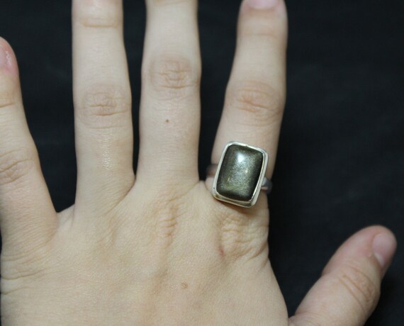 Sterling Silver Sparkling Black Gemstone Ring - image 5