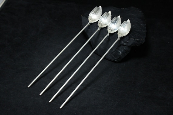 Rare Tiffany & Co Sterling Silver Mint Julip Leaf Iced Tea Spoons