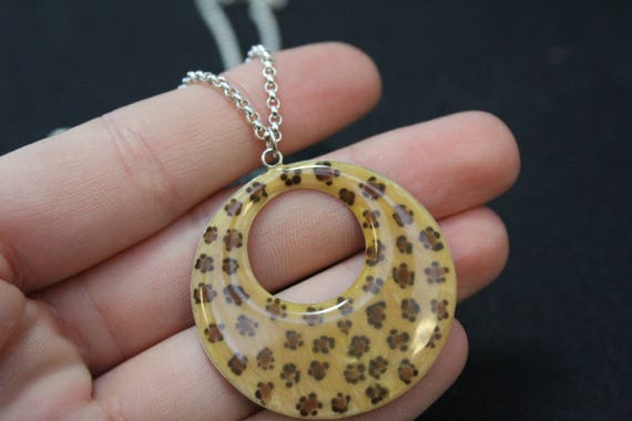 Sterling Silver Enamel Leopard Print Necklace, St… - image 3