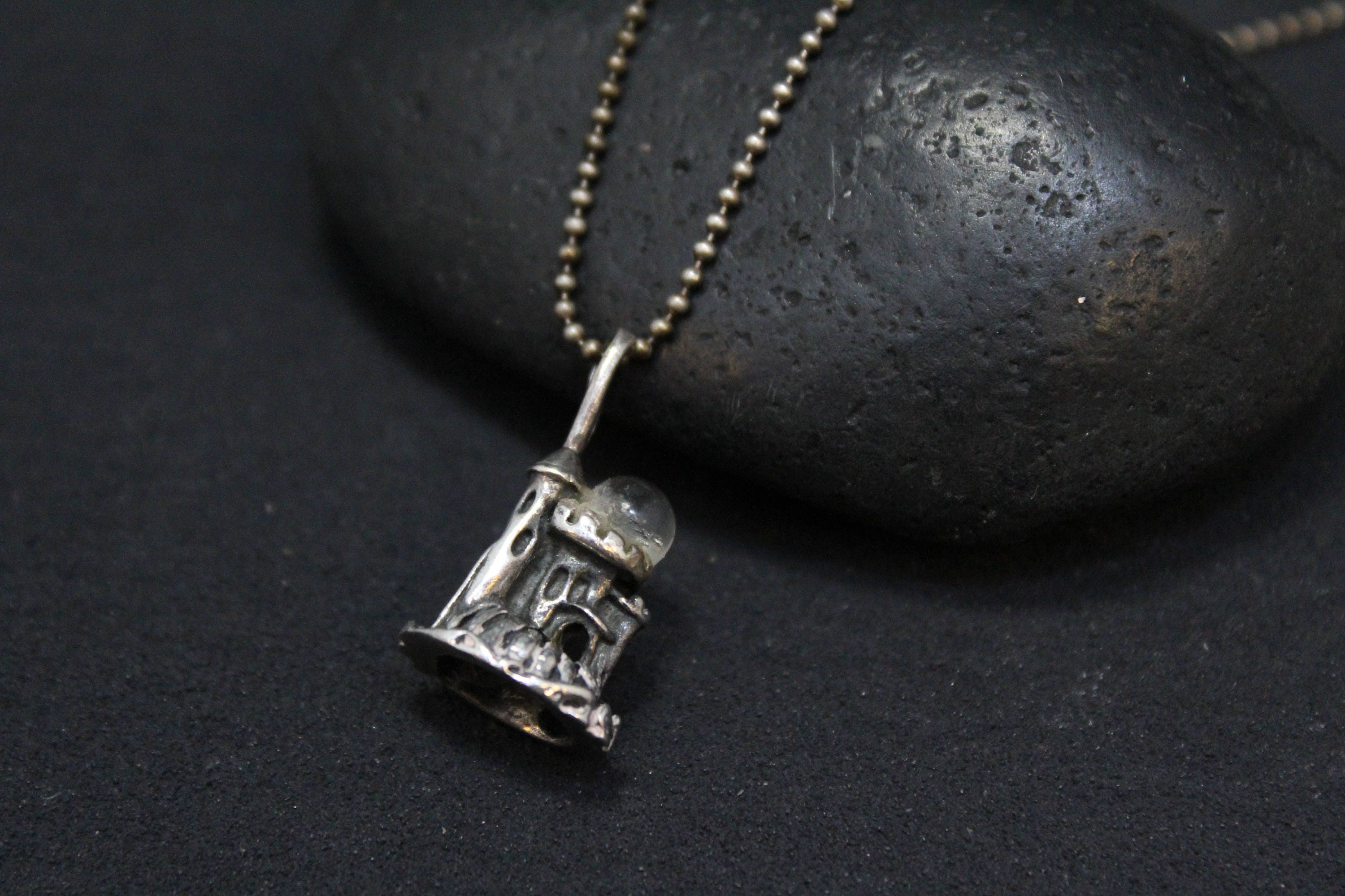 Sterling Silver Castle Necklace, Sterling Wizard Necklace, Sterling