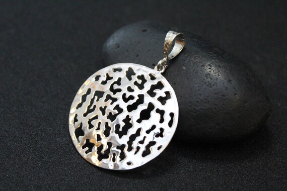 Sterling Silver Cut Out Round Pendant, Cut Out Ste