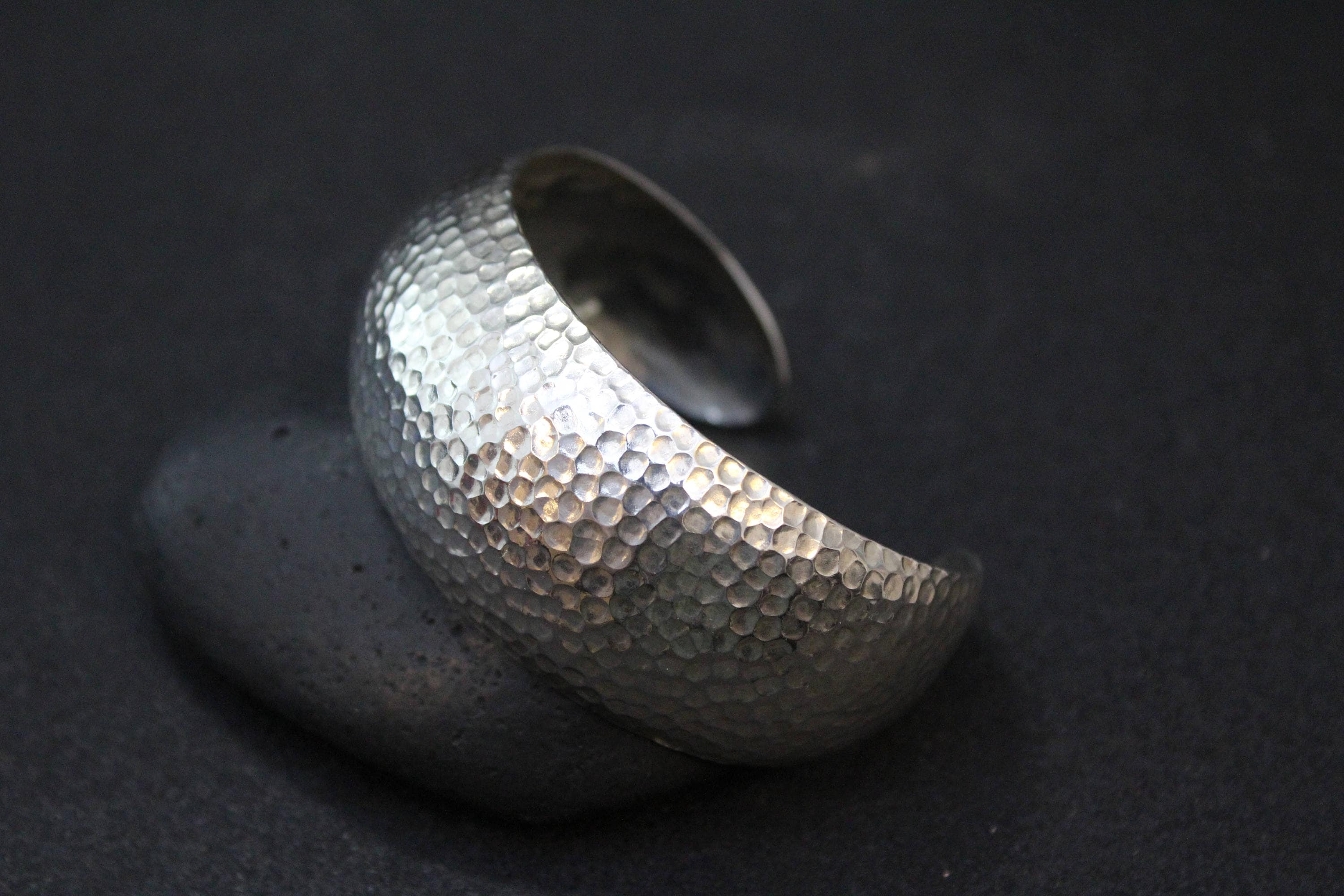 Sterling Silver Cuff Bracelet - Adjustable Hammered