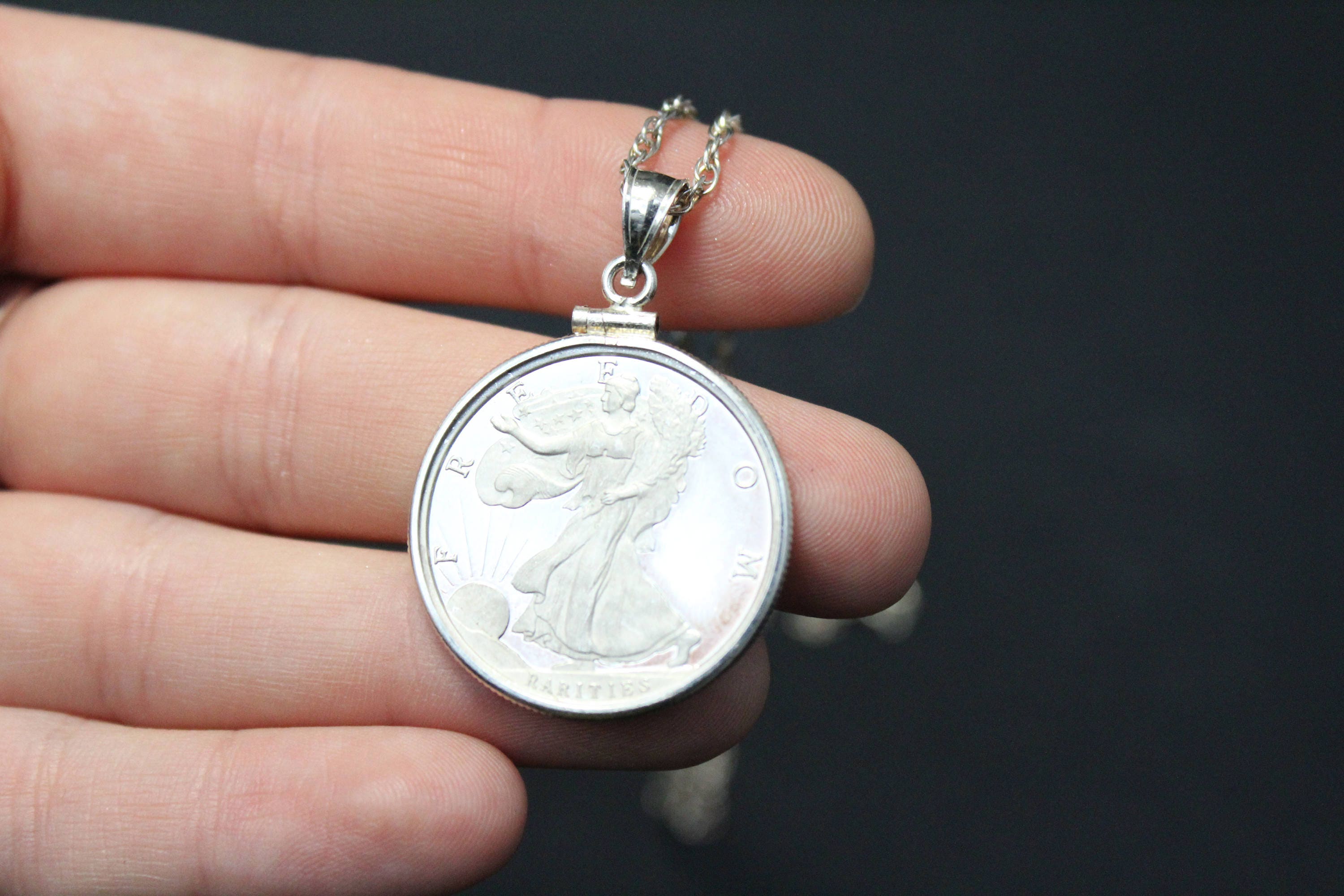 Sterling Silver Freedom Rarities Coin Necklace, American Necklace