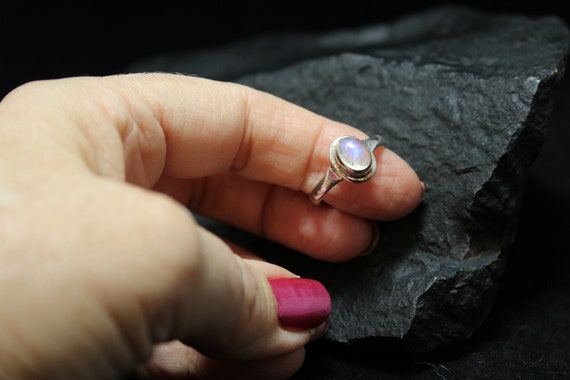 Sterling Silver Moonstone Ring, Simple Silver Boh… - image 7