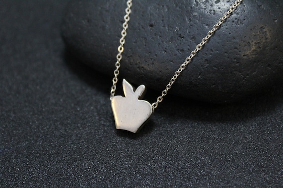 Sterling Silver Apple Necklace, Teacher Necklace,… - image 1