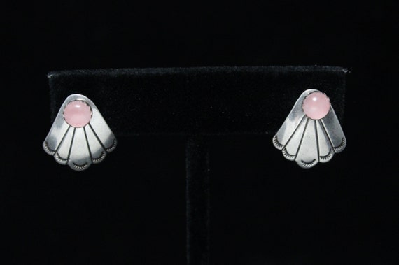 Sterling Silver Rose Quartz Stud Earrings with De… - image 7