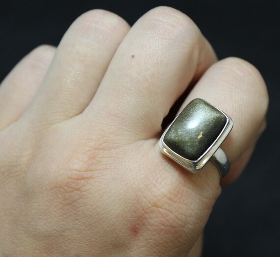 Sterling Silver Sparkling Black Gemstone Ring - image 4
